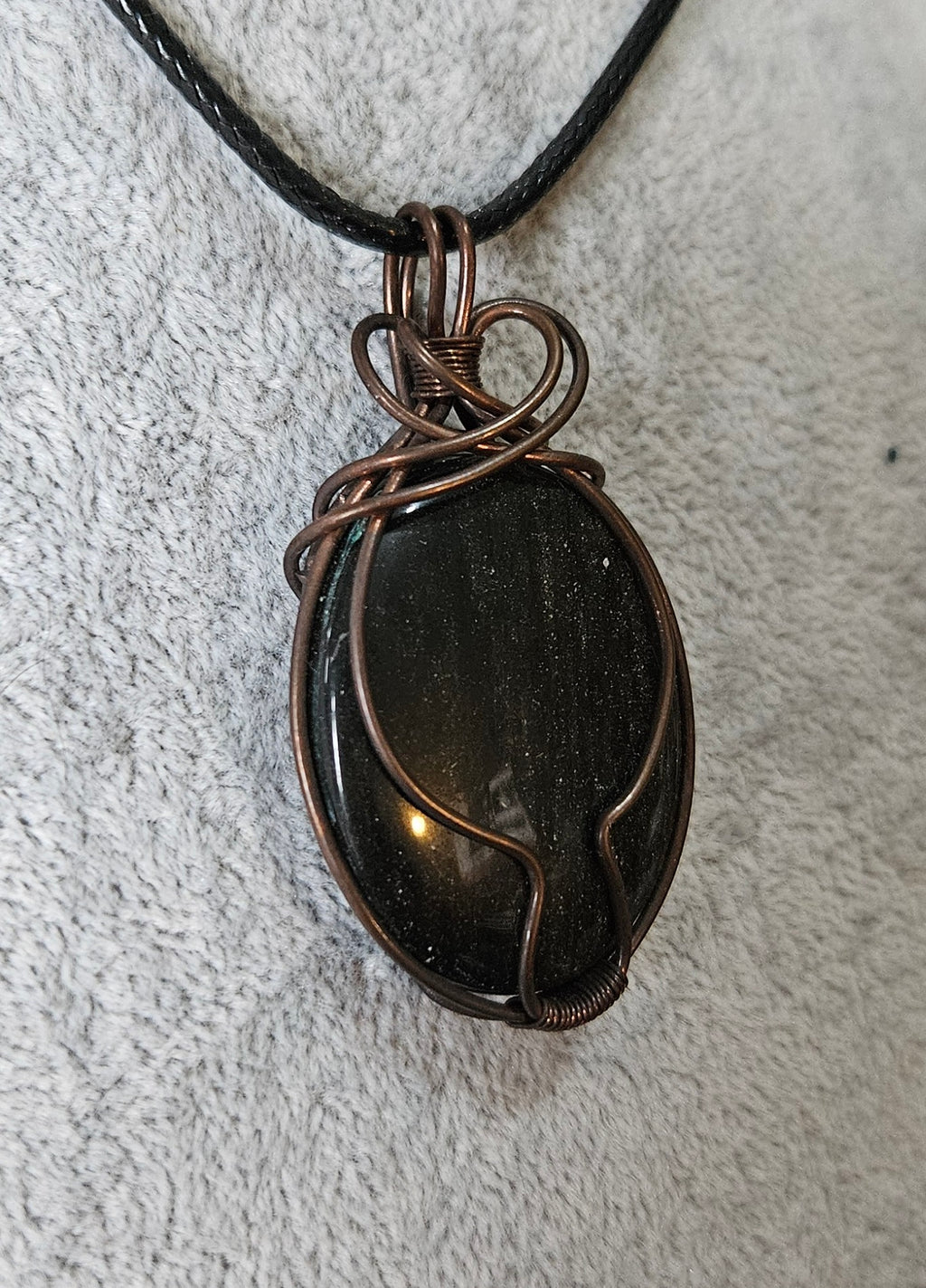 Gold Sheen Obsidian Wire Wrapped Pendant