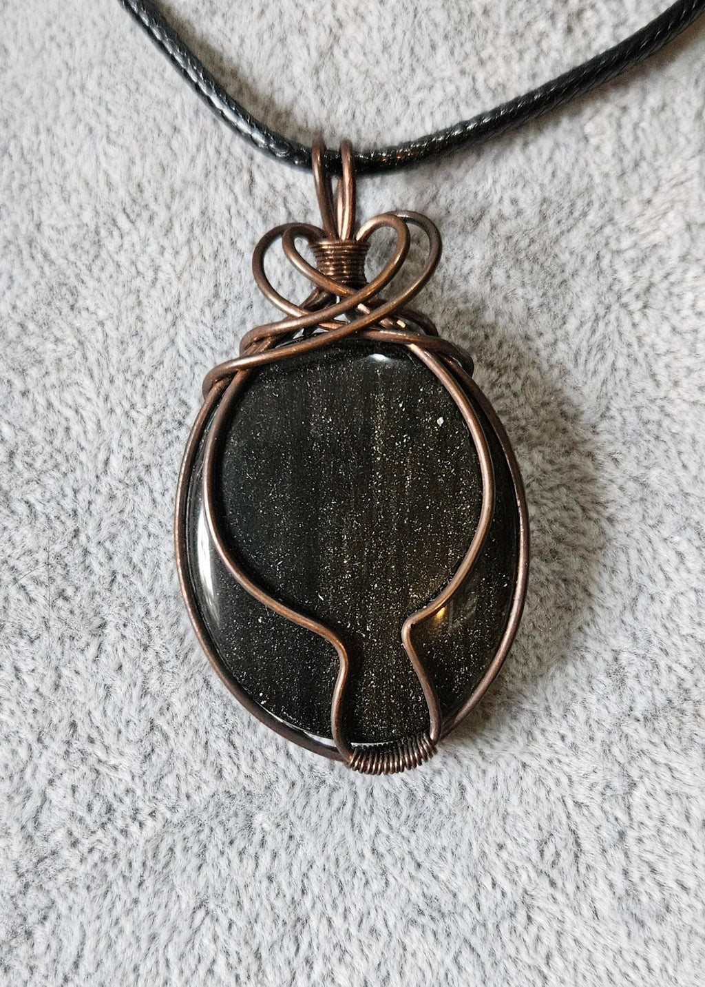Gold Sheen Obsidian Wire Wrapped Pendant