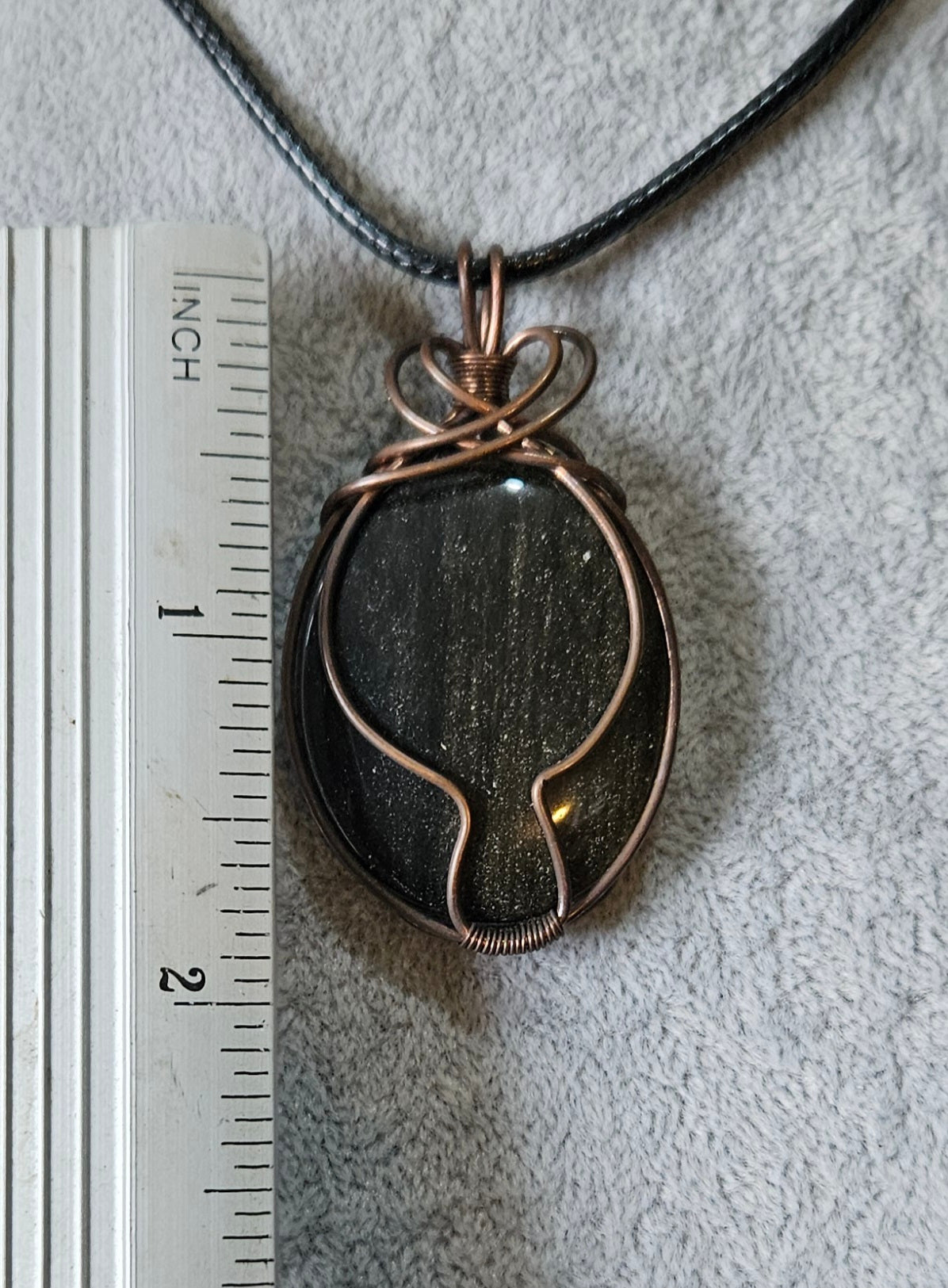 Gold Sheen Obsidian Wire Wrapped Pendant
