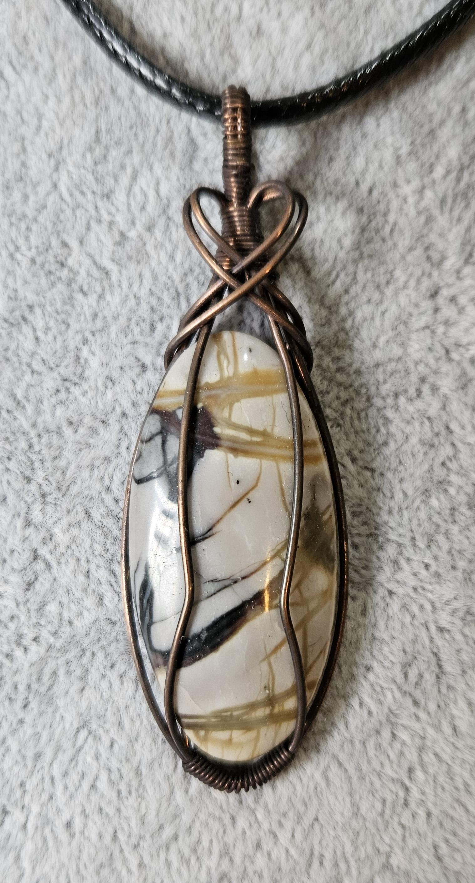 Unusual Picture Jasper Wire Wrapped Pendant