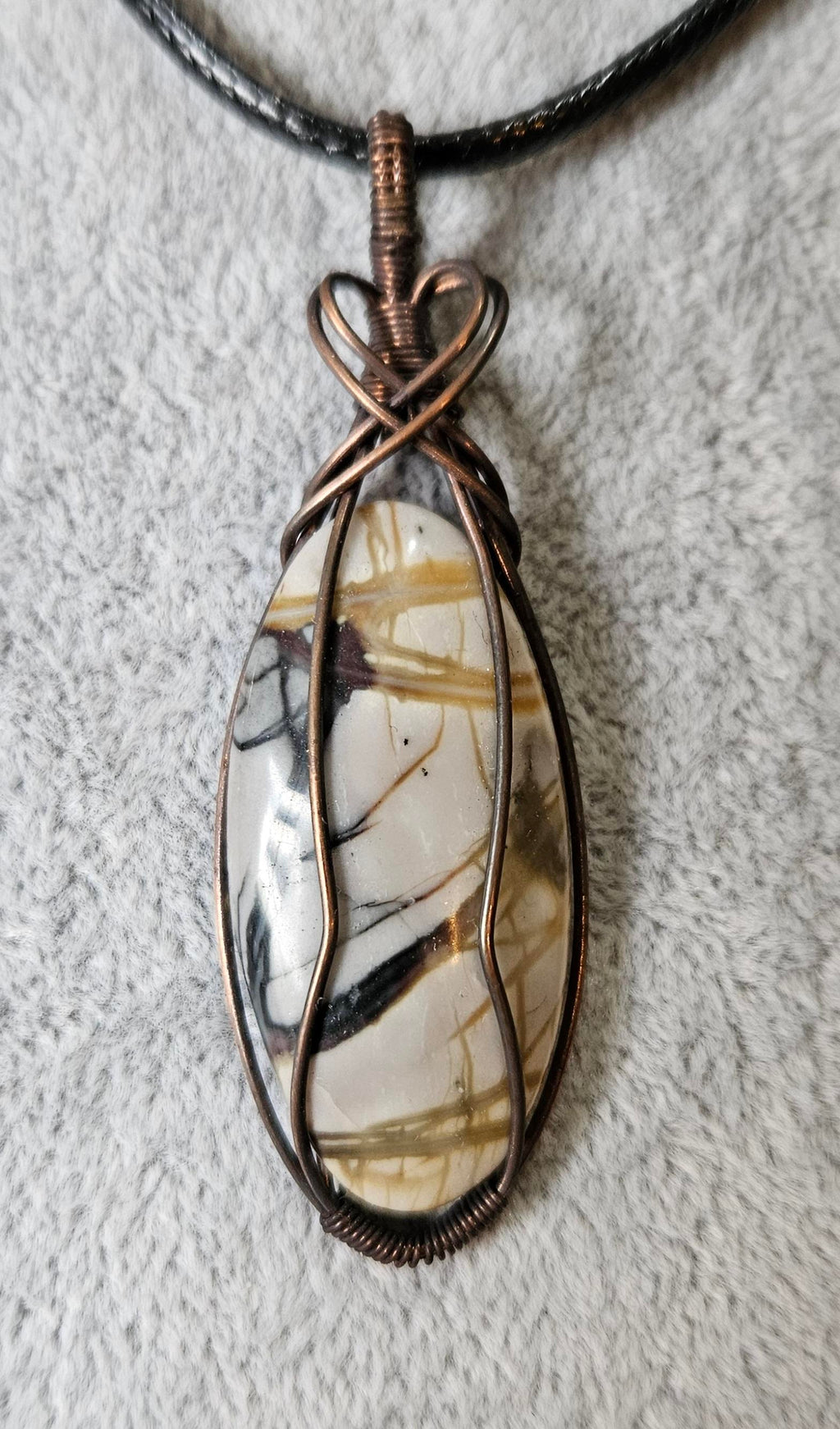 Unusual Picture Jasper Wire Wrapped Pendant