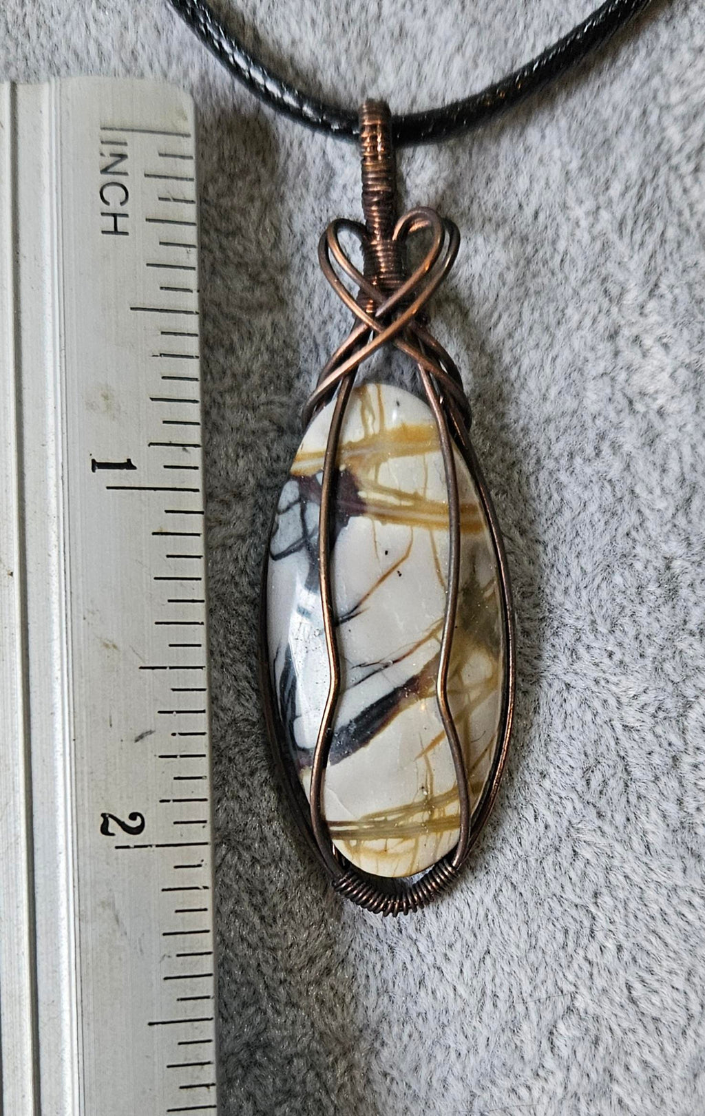 Unusual Picture Jasper Wire Wrapped Pendant