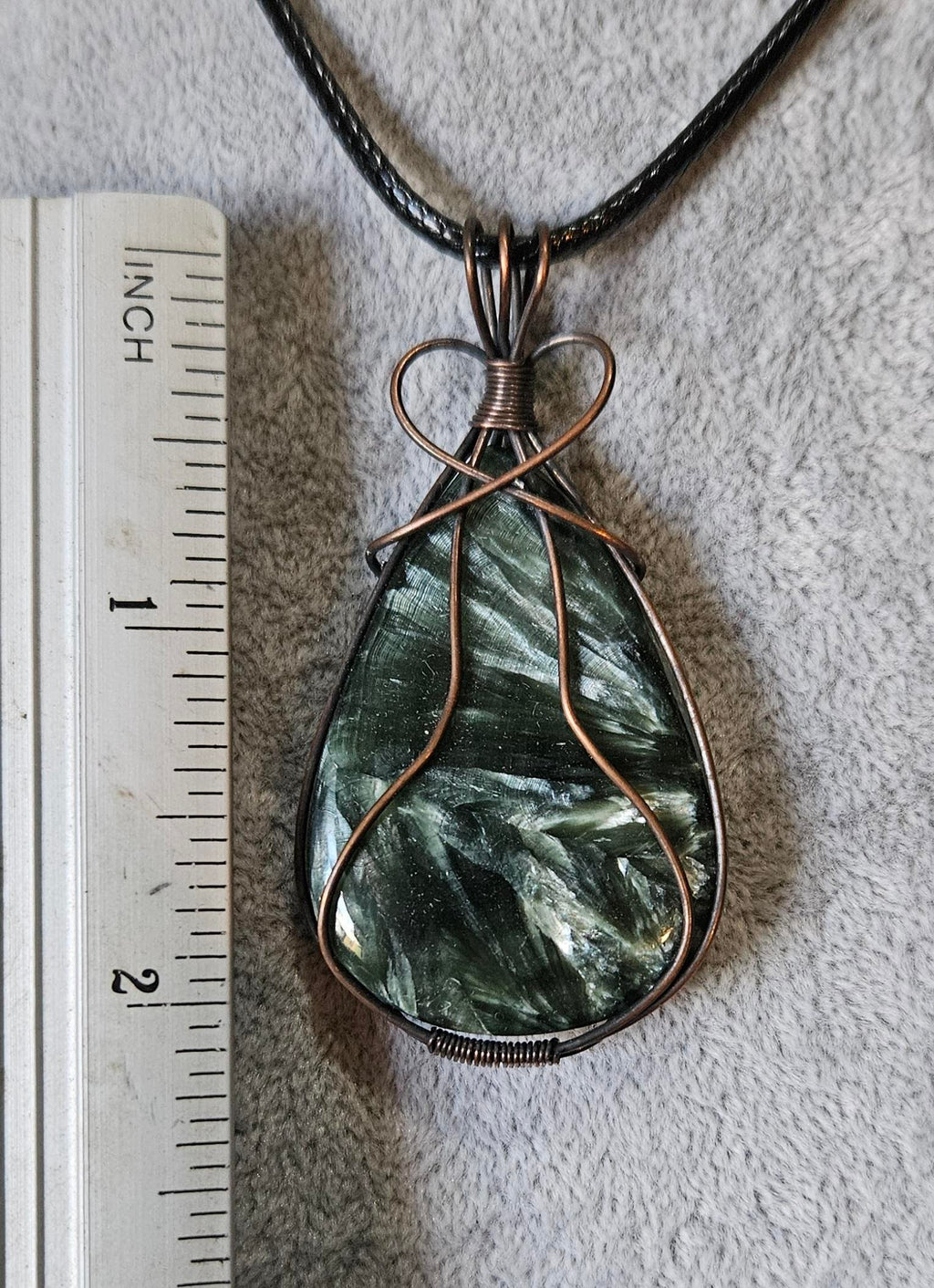 Beautiful Seraphinite Wire Wrapped Pendant