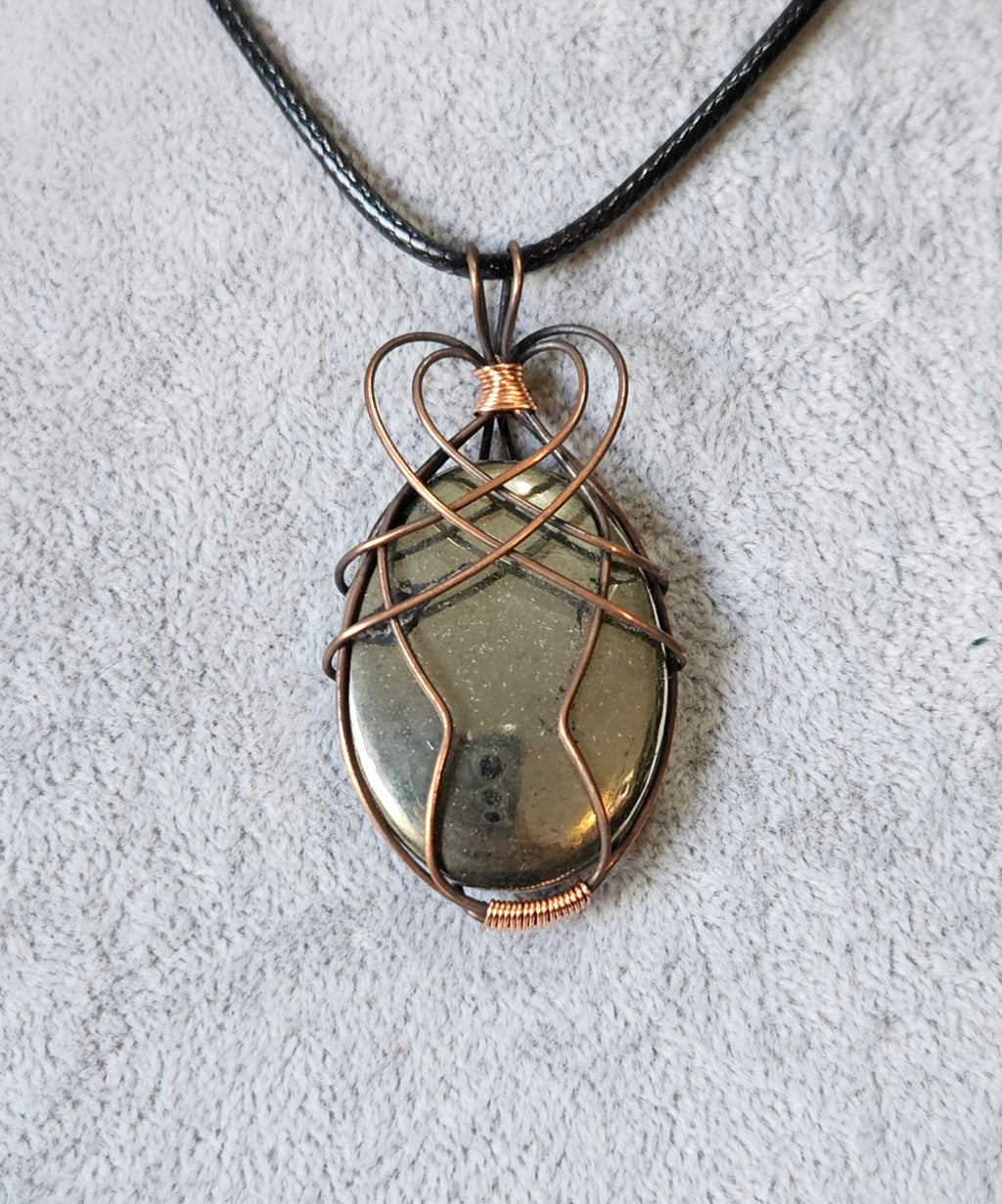 Wire Wrapped Pyrite Pendant