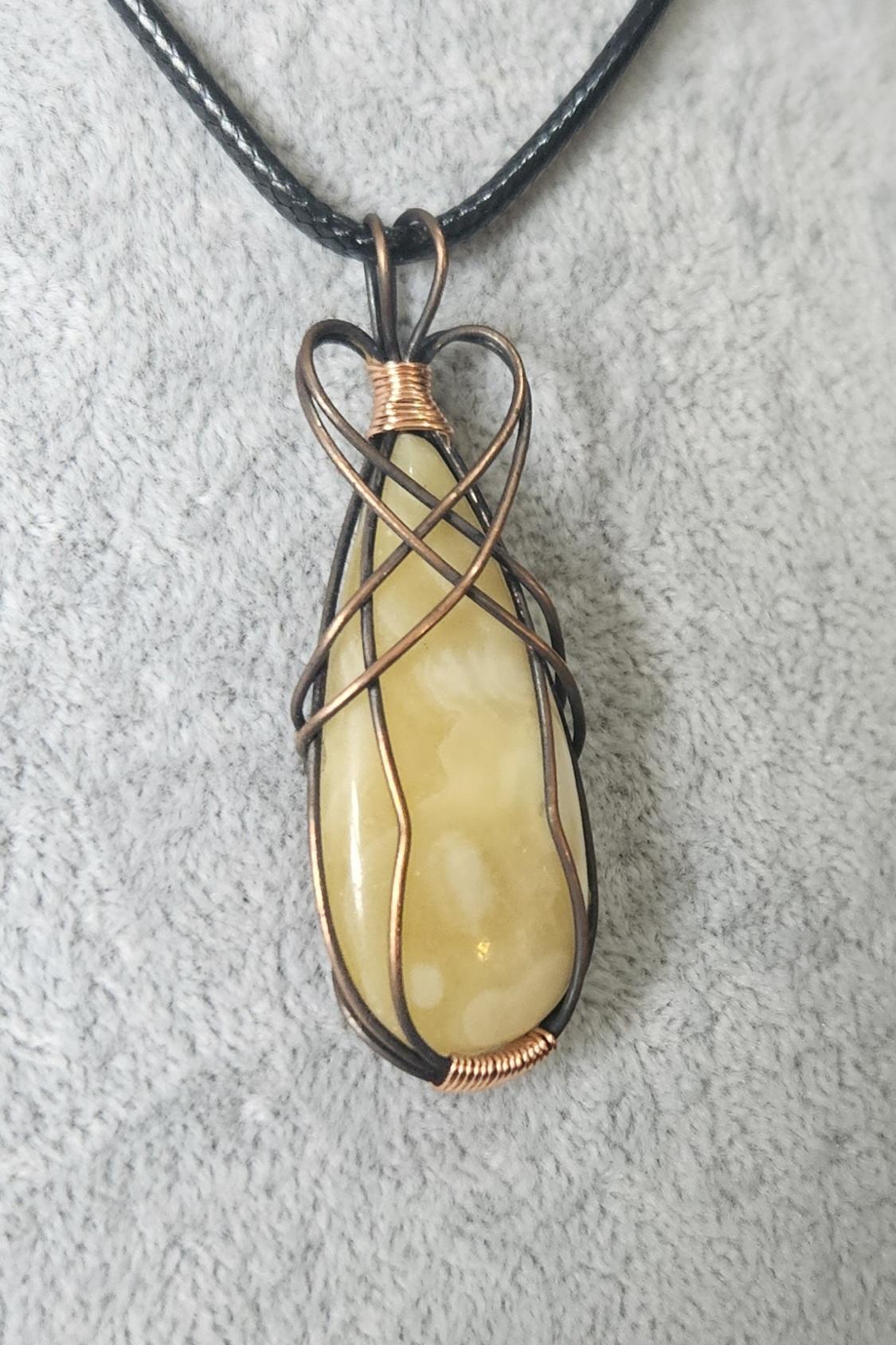 Lovely Yellow Calcite Wire Wrapped Pendant