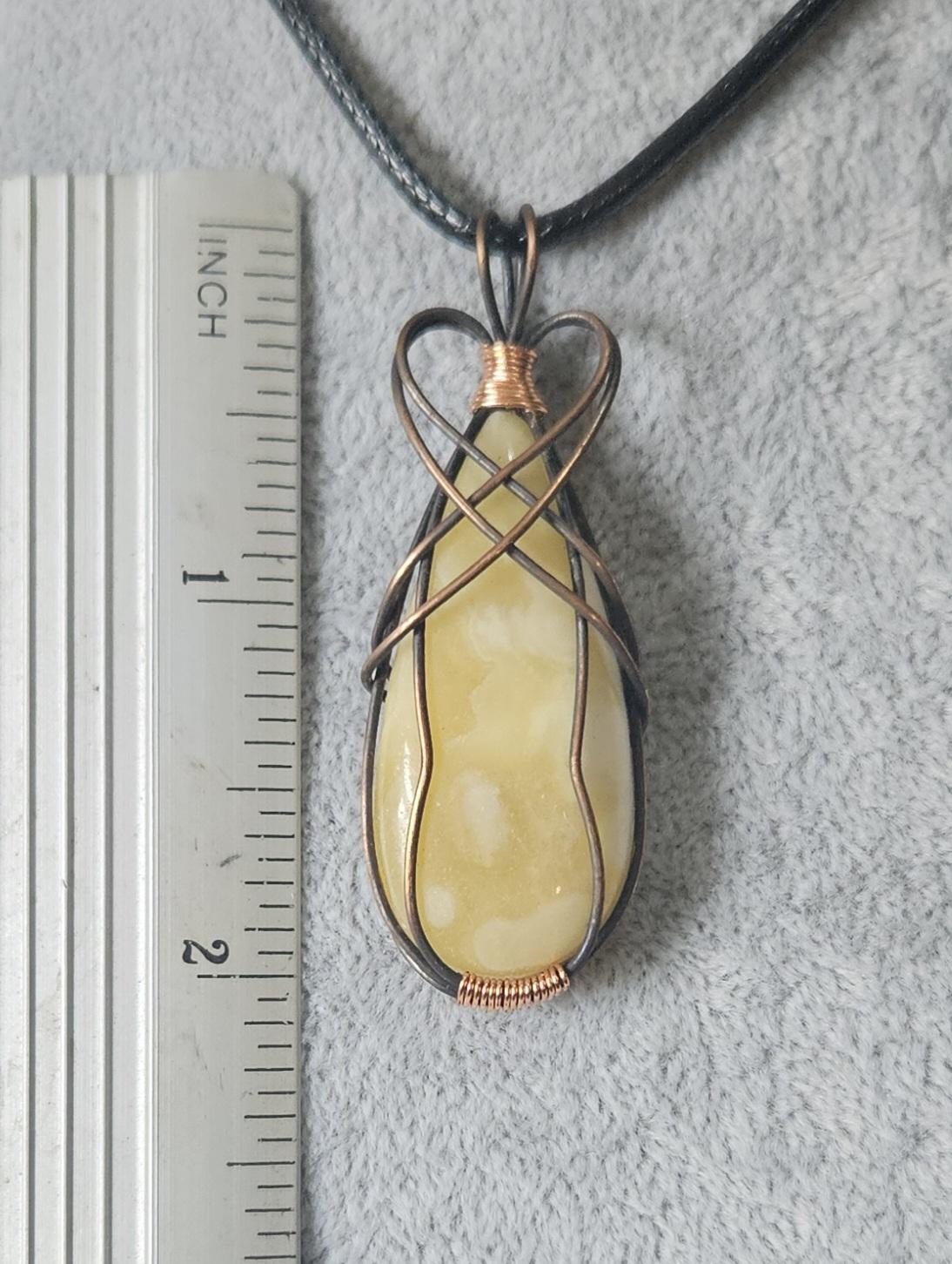 Lovely Yellow Calcite Wire Wrapped Pendant